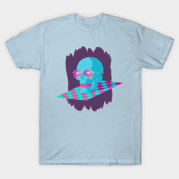 Vaporwave Skull T-Shirt by AxiomDesign